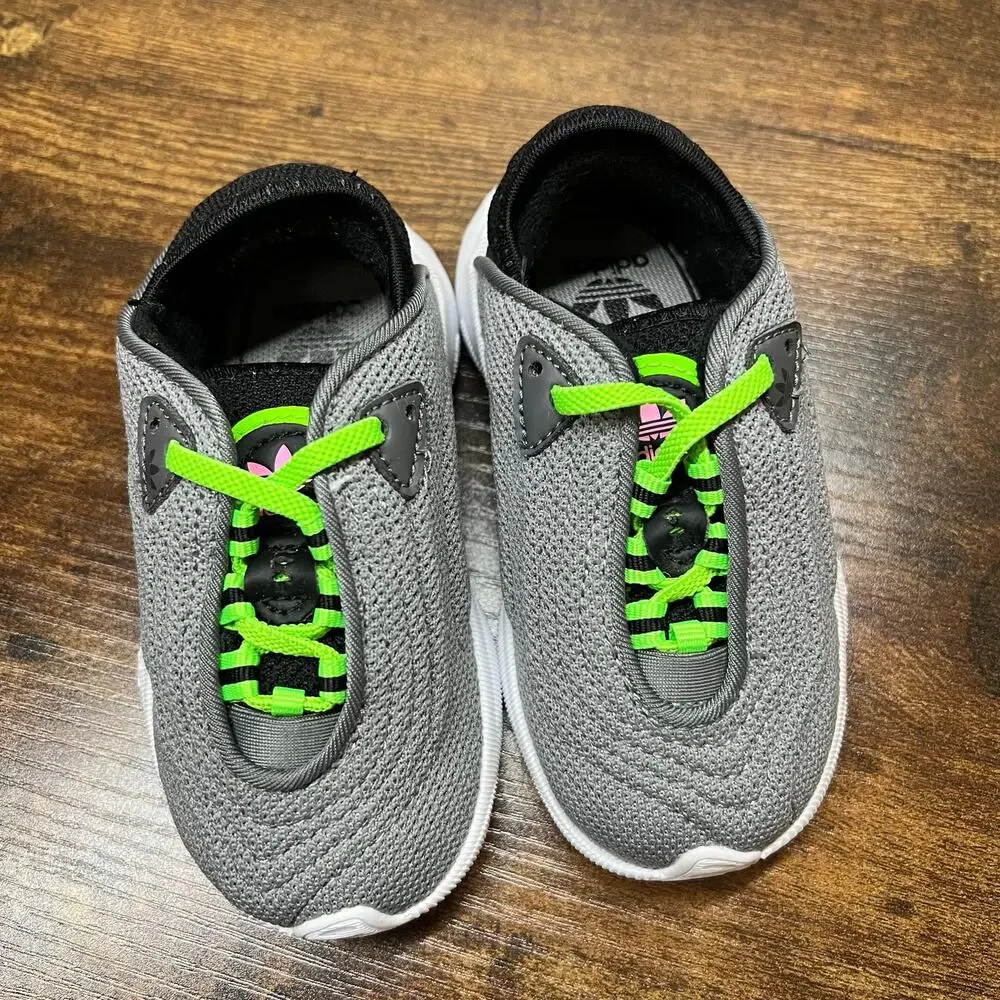 Adidas Adifom SLTN Shoe 6 Kids Toddler Unisex Gray Sneakers Ortholite Lace Up